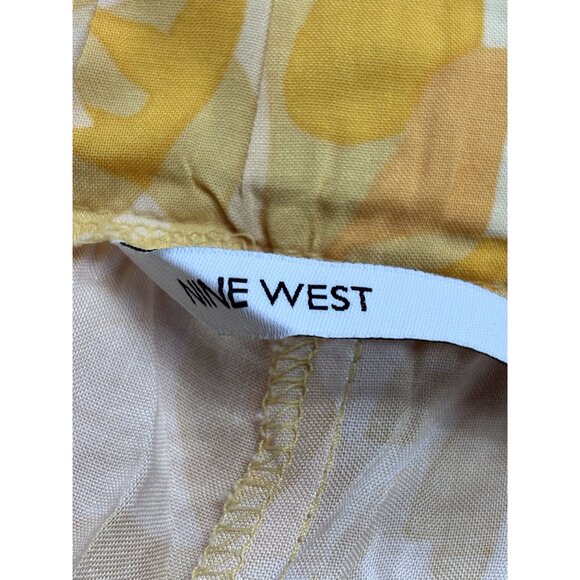 Nine West Womens Mid Rise XL Rayon Shorts Yellow Leaf Print - Picture 7 of 9